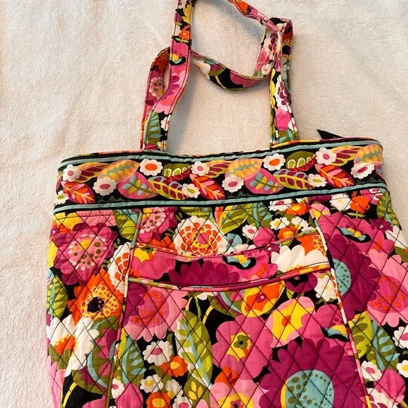 Vera Bradley Pink and Green Floral Tote - Picture 2 of 4